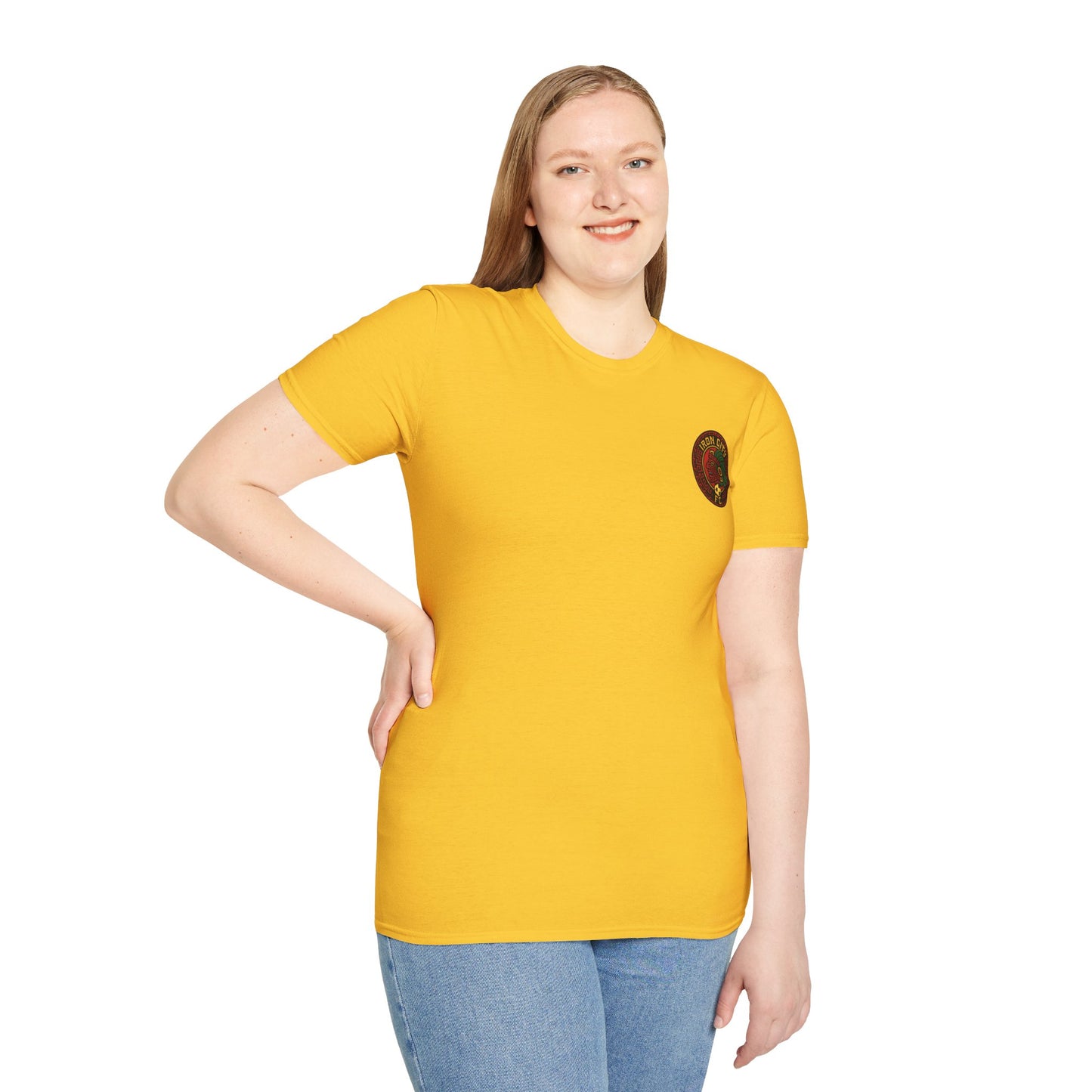 Yellow Unisex Softstyle T-Shirt - Iron City Fc Aztec Logo Design